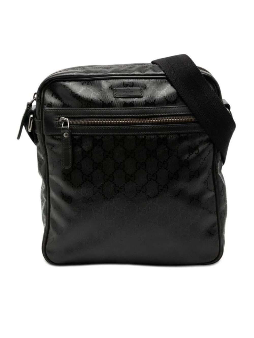 Gucci GG Supreme Crossbody Shoulder Bag Black Leather